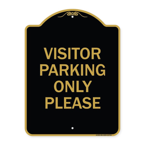 Visitor Parking Sign Visitor Parking Please, Black & Gold Aluminum Sign, 18" x 24", BG-1824-22724